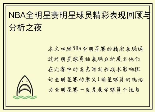 NBA全明星赛明星球员精彩表现回顾与分析之夜